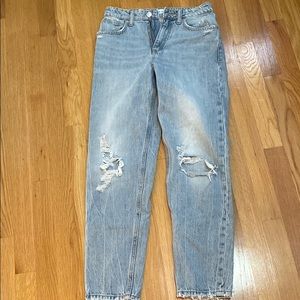 Zara mom jeans light blue distressed size 34/2